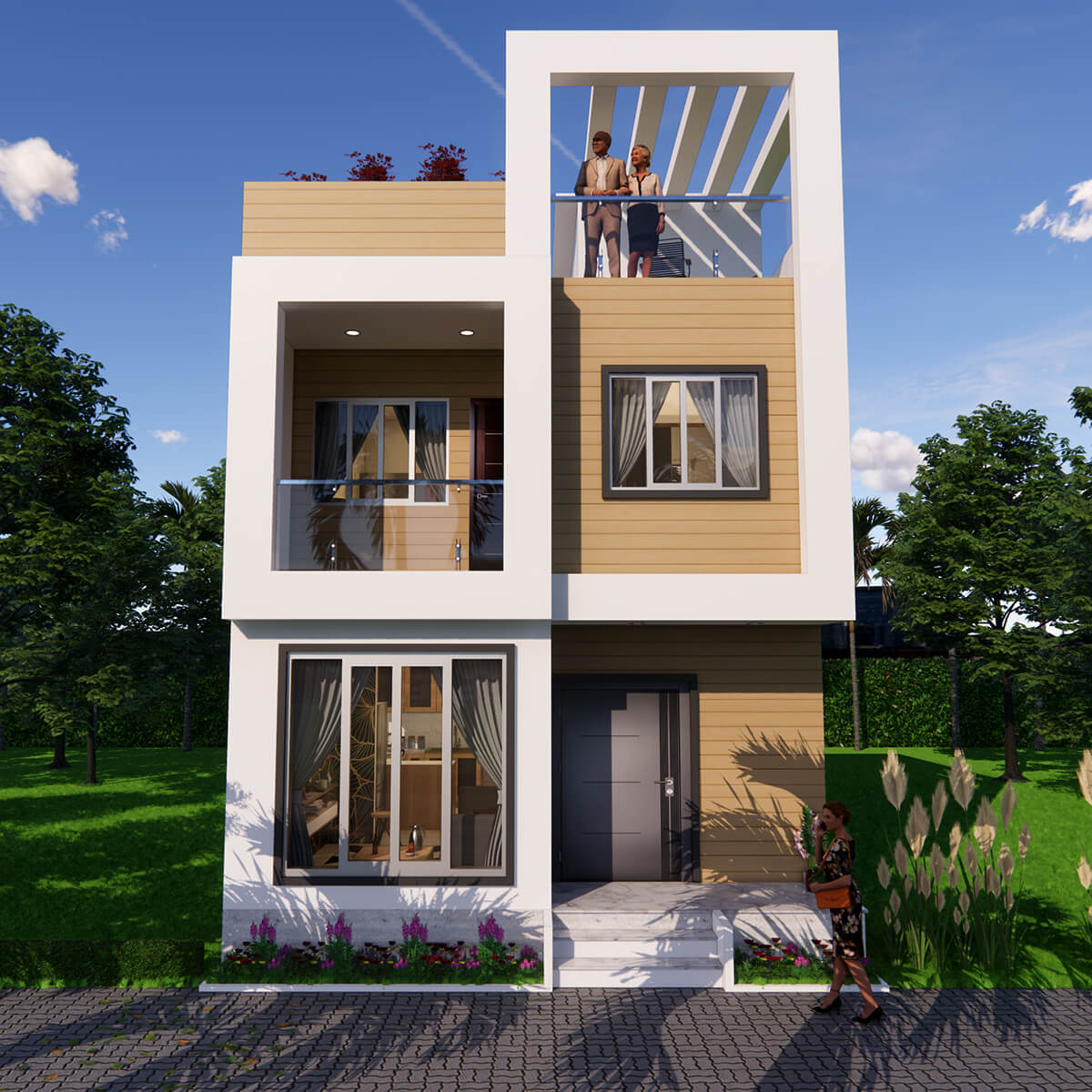 25 Feet Small Space House Design With 2 Bedroom Kk Home Design Store