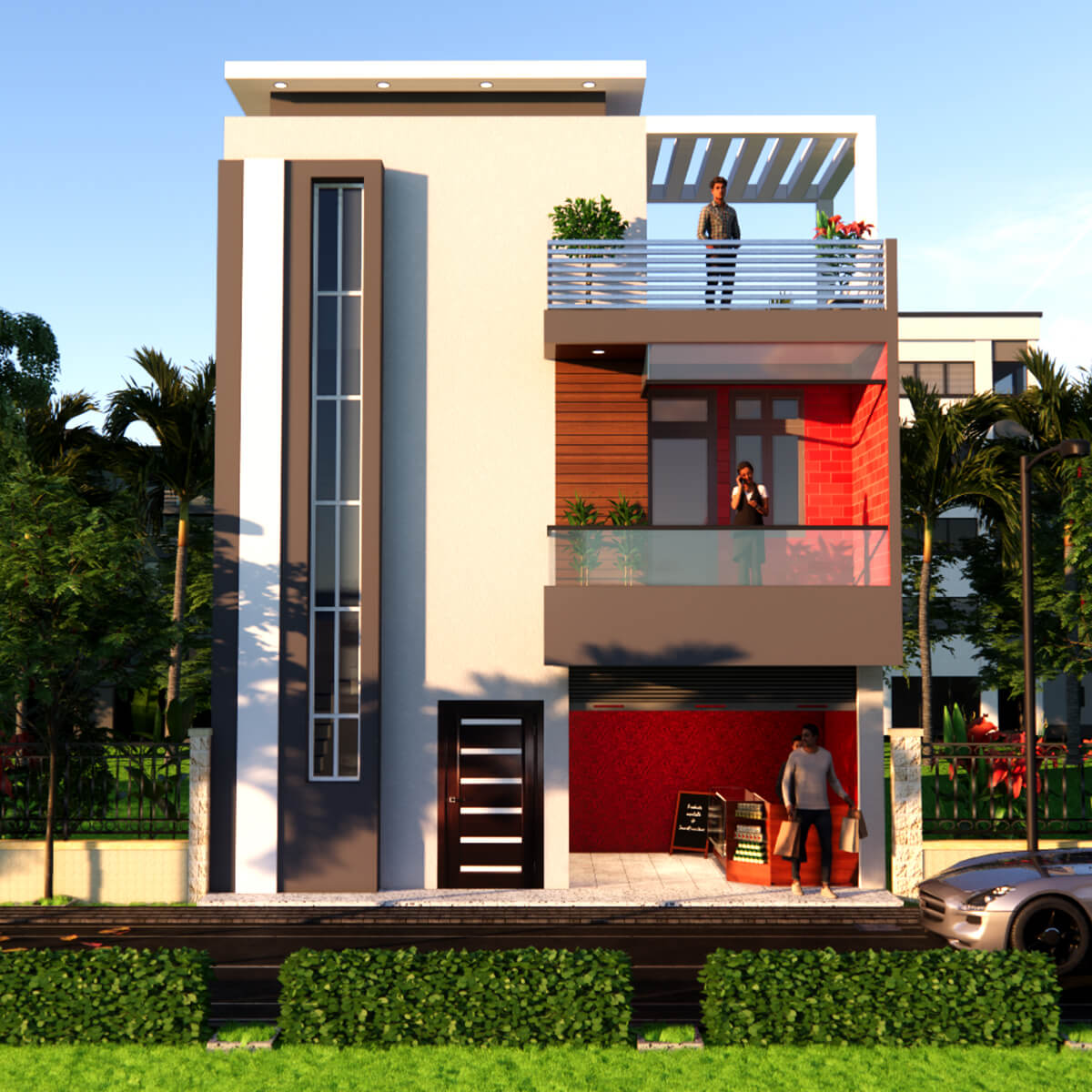 25×35 Feet Low Budget House Design With Shop Front Elevation 3BHK ...